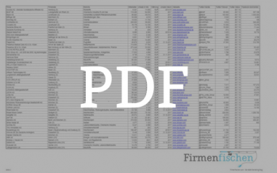 Liste mit B2B-Unternehmen im PDF-Format